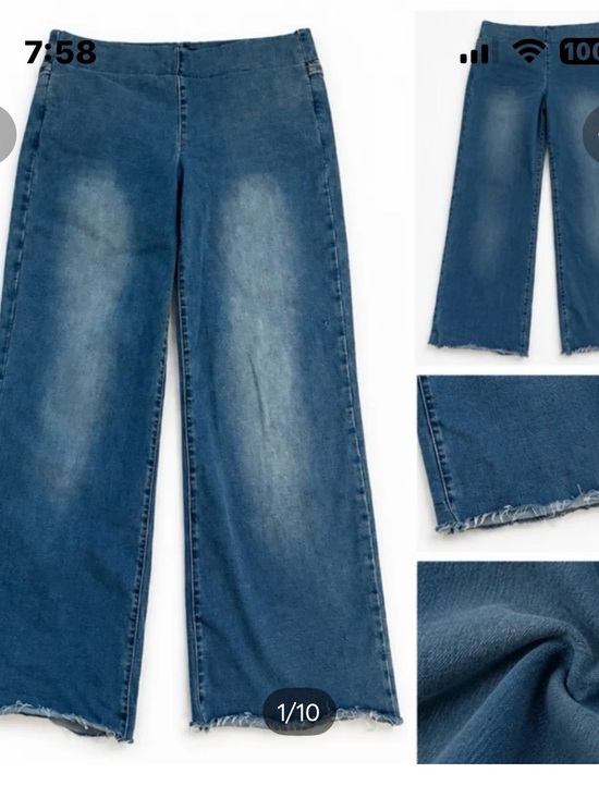 NYDJ Denim - nYDJ wide leg elastic waist blue jean frayed hem